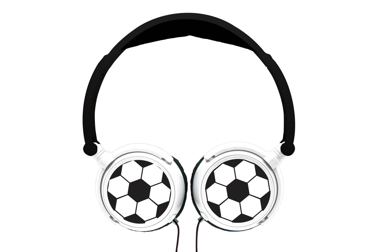 Casti pliabile cu fir pentru copii Fotbal, LEXIBOOK, 21x17x4 cm, plastic/textil, alb/negru - imagine 6